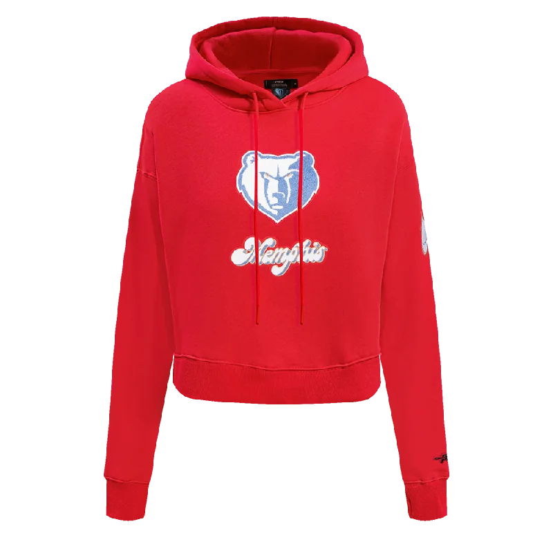 NBA MEMPHIS GRIZZLIES CITY EDITION 24-25 WOMEN'S FLC CROPPED PO HOODIE (RED)