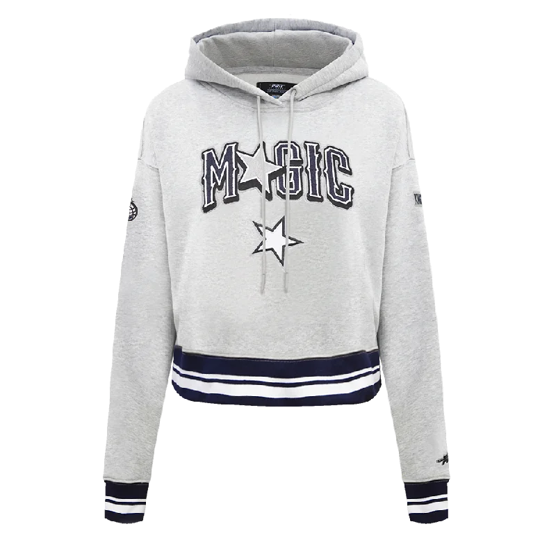 NBA ORLANDO MAGIC CITY EDITION 24-25 WOMEN'S RIB FLC CROPPED PO HOODIE (HEATHER GREY/MIDNIGHT NAVY)