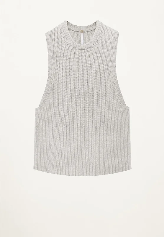 Edith Ribbed Vest in Almond