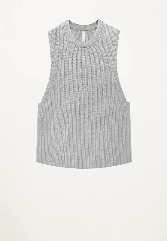 Edith Ribbed Vest in Heather