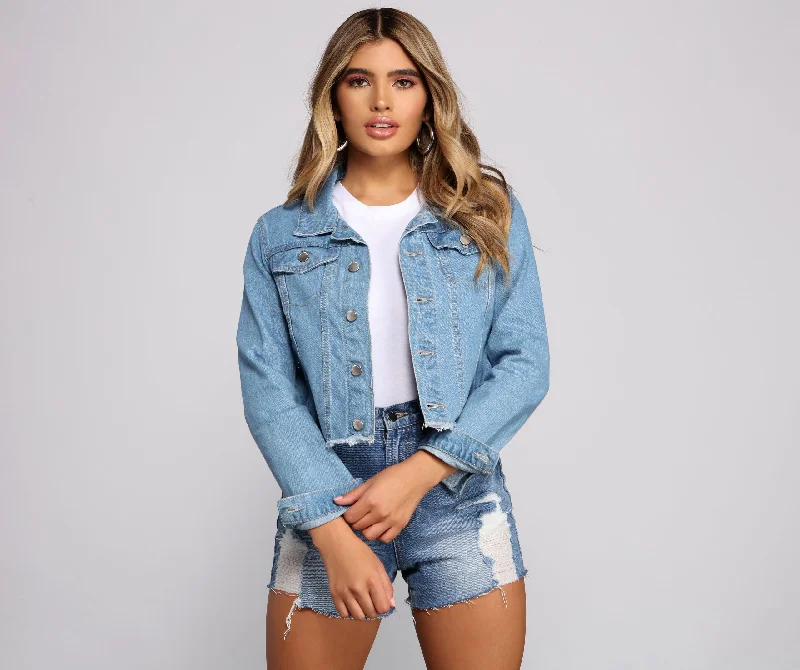 Fab And Frayed Cropped Denim Jacket