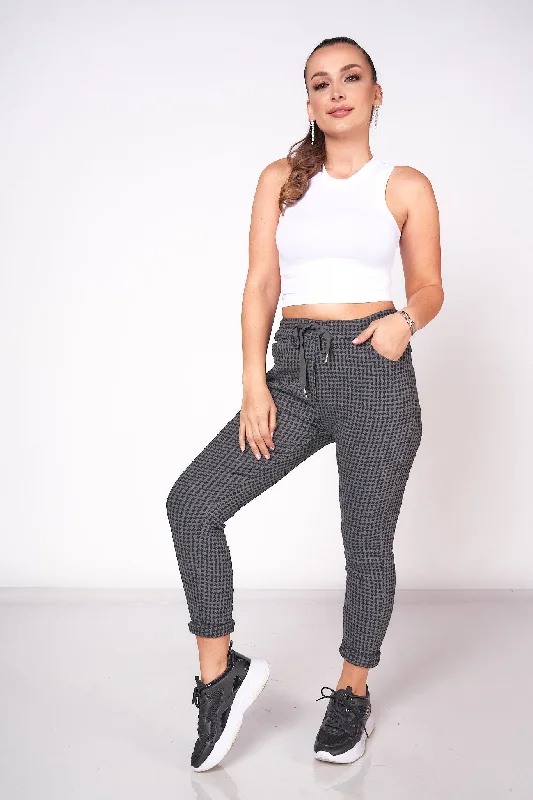 Houndstooth Print Jogger Pants