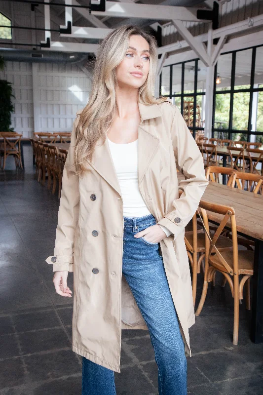 Janice Long Solid Trench Coat, Light Tan