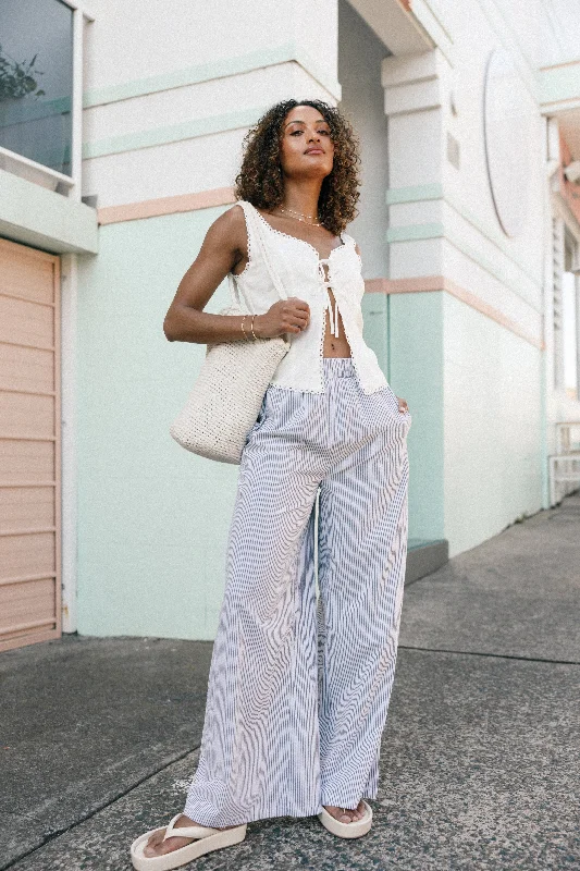 Savanna Striped Pants - White