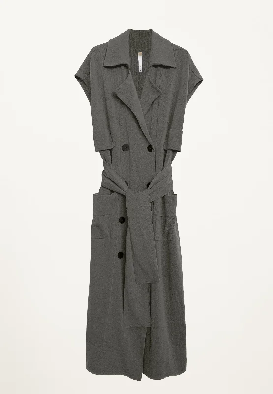 Sleeveless Trench in Pewter