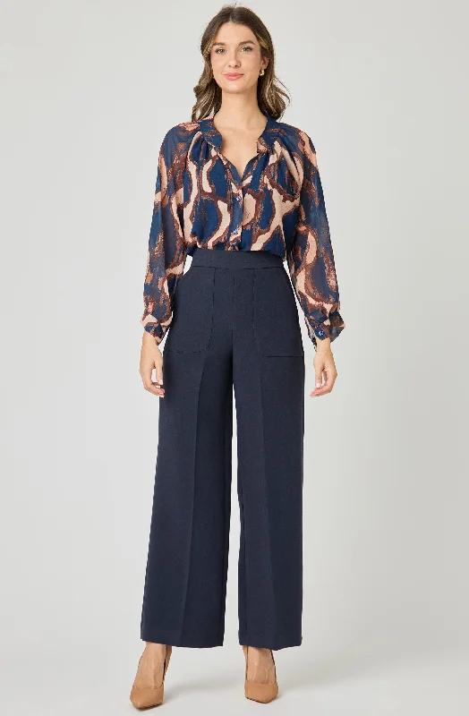 Wide Leg Pants with Patch Pockets