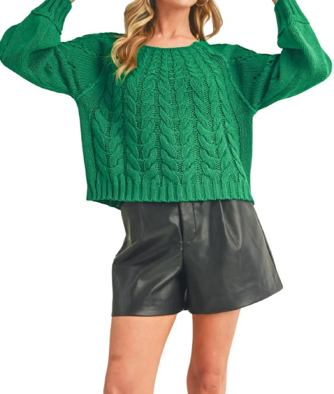 Long Sleeve Tally Sweater In Green