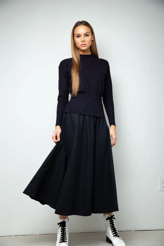 Winter Circle Skirt - Navy