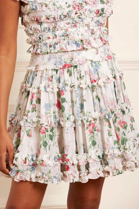 Floral Fantasy Chiffon Smocked Micro Mini Skirt