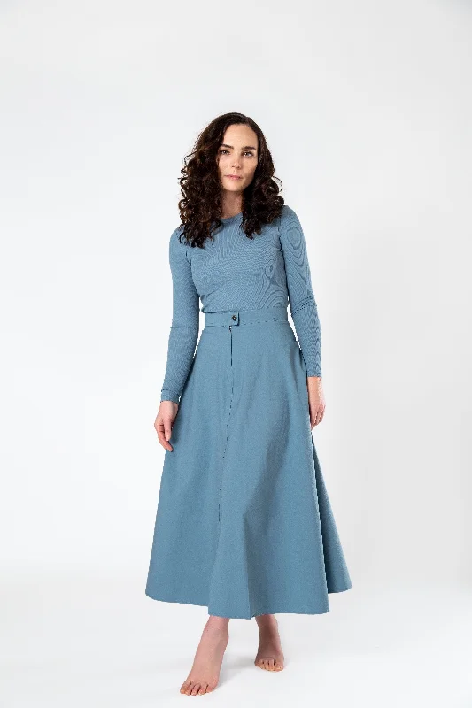 Signature Summer Circle Midi Skirt - Dusty Blue