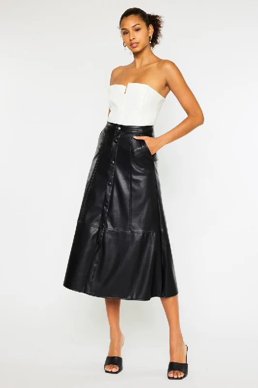 Wanda High Rise Faux Leather Long Skirt