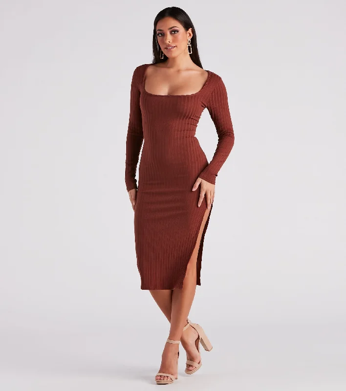 Go With The Scoop Neck Midi Dress