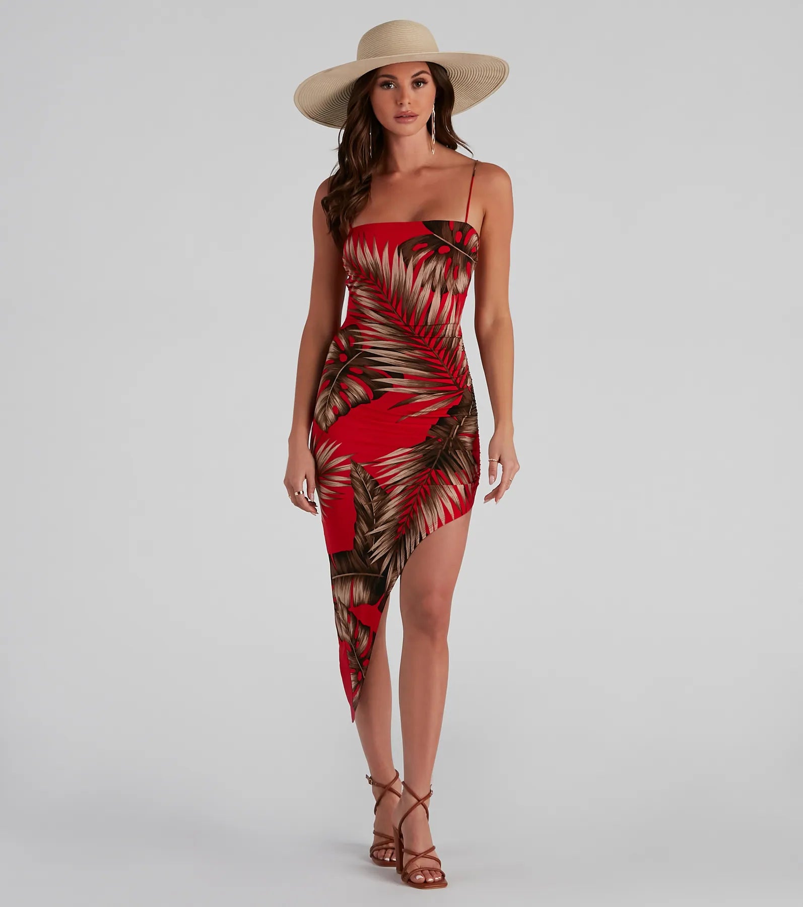 Island Palms Strappy Midi Dress