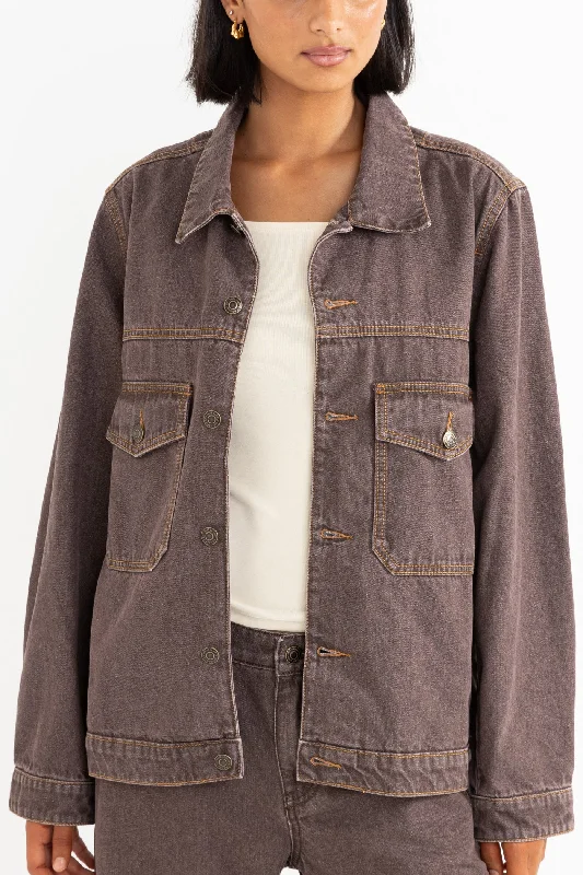 Demi Oversized Denim Jacket Chocolate