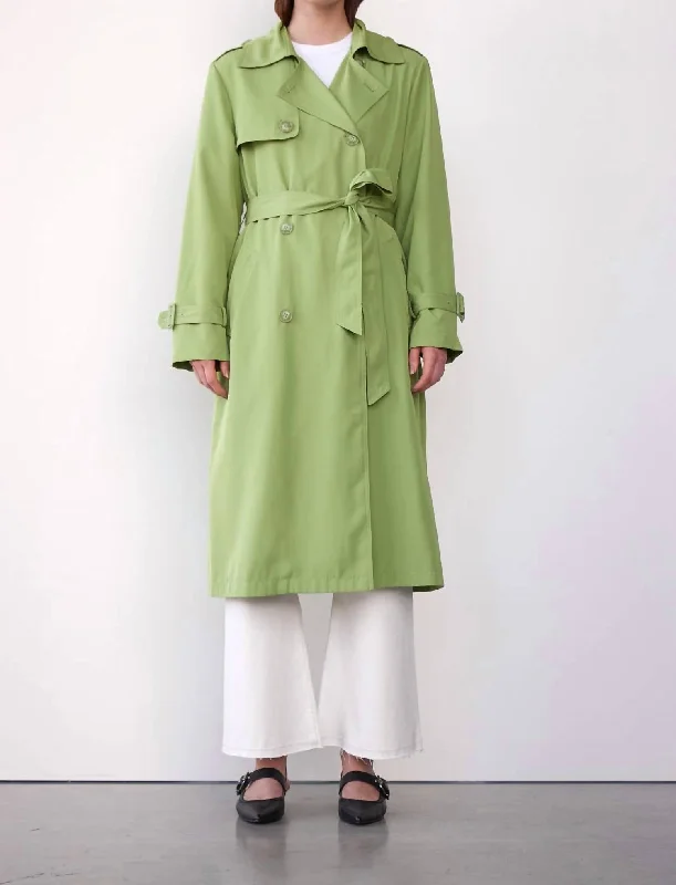 Noise Trench Coat In Tendril Green