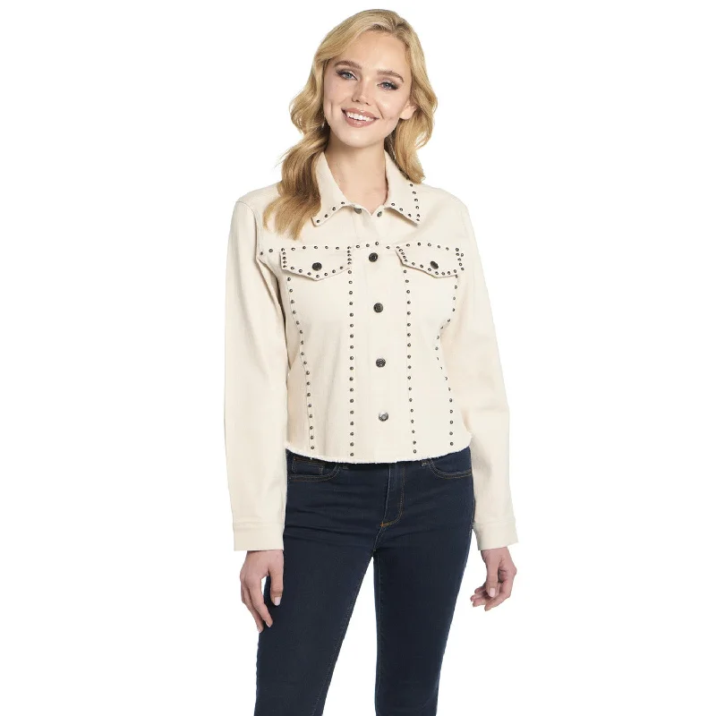 Cripple Creek Womens Unlined Studded Pebblebrook Cotton Blend Cotton Jacket