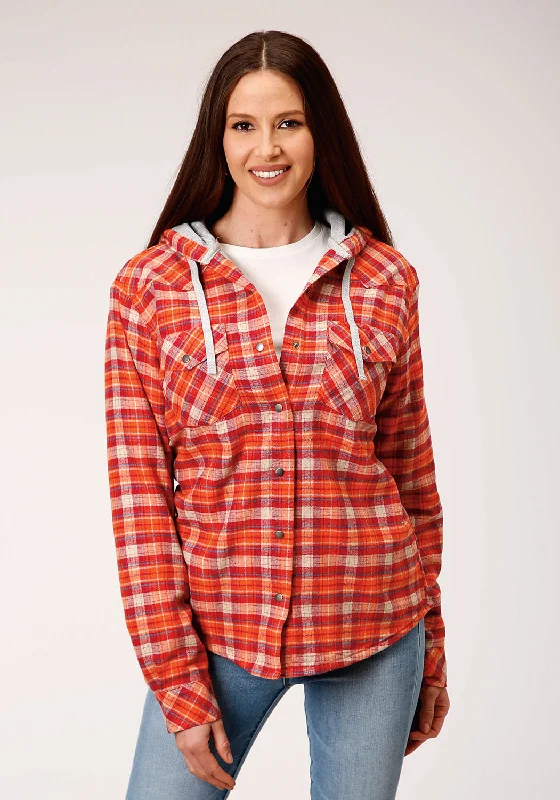 Roper Womens Orange/Red 100% Cotton Reversible Hooded Jacket