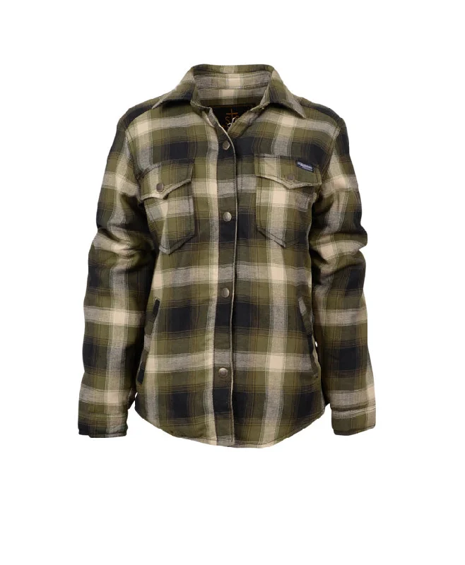 STS Ranchwear Womens Trapper Shirt Green/Navy Plaid 100% Polyester Cotton Jacket