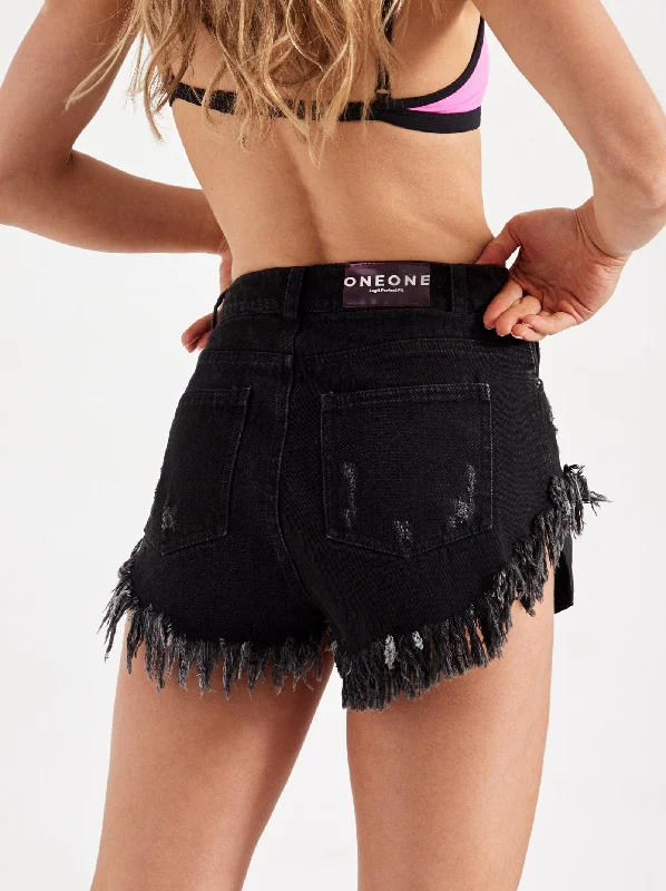 rose short black denim